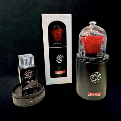 ROSA EN CÚPULA CON PERFUMADOR FLOWER CUBE