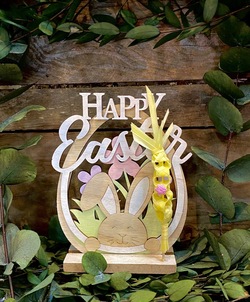 FIGURA DE MADERA  HAPPY EASTER