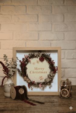 CUADRO DE FLOR SECA NAVIDEÑO PINO