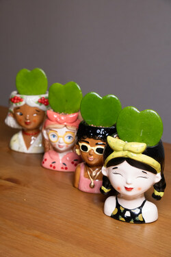 MUÑECA DE CERÁMICA CON PLANTA DE HOYA